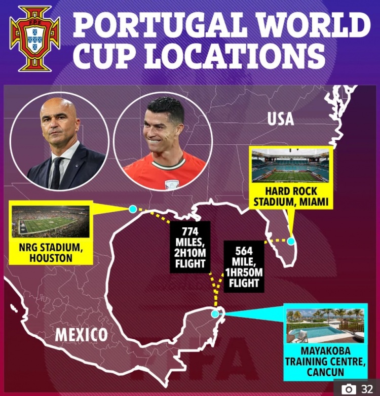 体育创新-太阳报：葡萄牙队选择墨西哥的派对之都坎昆作为世界杯基地